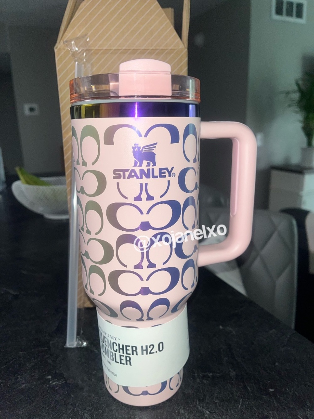 Stanley Pink Gold Patterned Coach Designer Tumbler New in Box